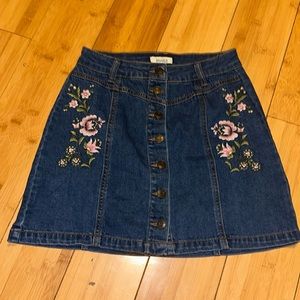 Flower jean skirt